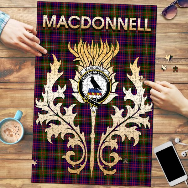 MacDonnell of Glengarry Modern Tartan Crest Thistle Jigsaw Puzzles Hot on Sale