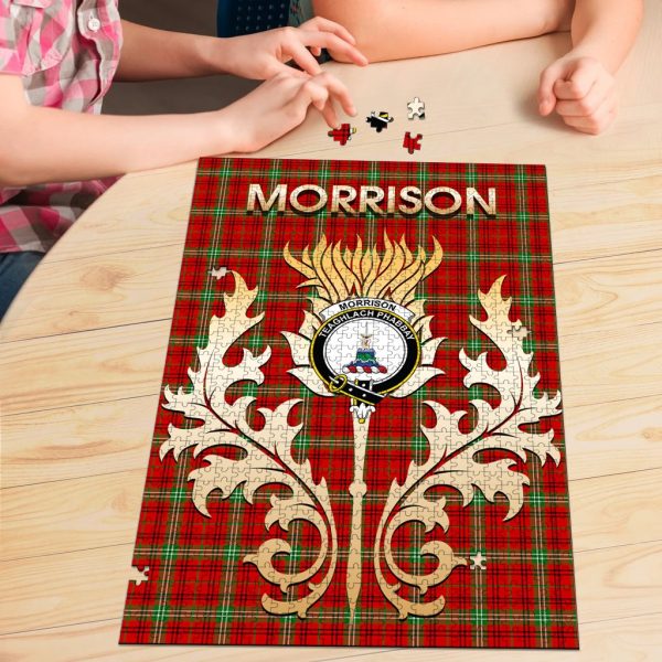 Morrison Red Modern Tartan Crest Thistle Jigsaw Puzzles For Discount - Image 3