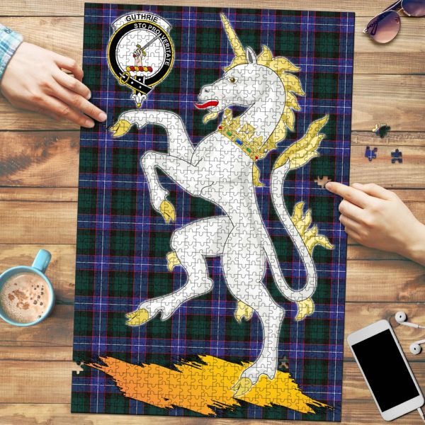 Guthrie Modern Tartan Crest Unicorn Scotland Jigsaw Puzzles Sale