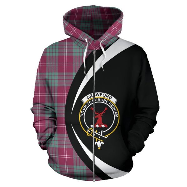 Crawford Ancient Tartan Crest Zipper Hoodie - Circle Style Online Sale - Image 2