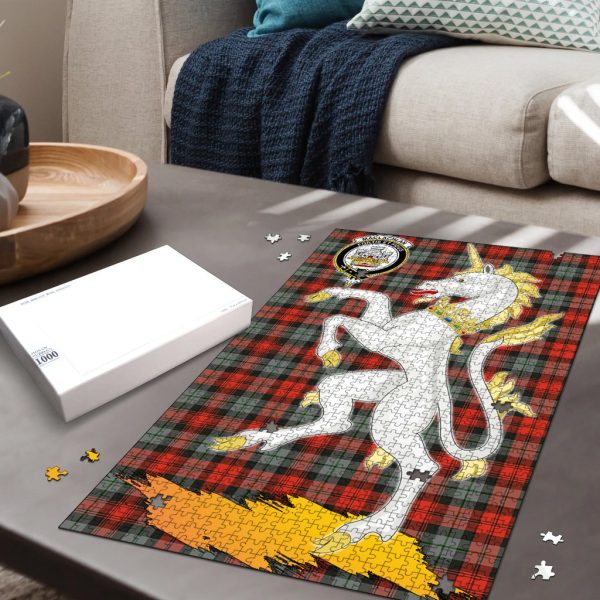 MacLachlan Weathered Tartan Crest Unicorn Scotland Jigsaw Puzzles For Cheap - Image 2