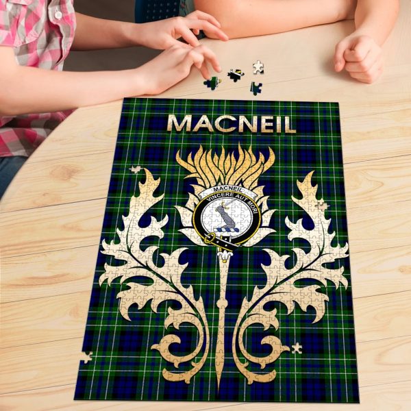 MacNeil of Colonsay Modern Tartan Crest Thistle Jigsaw Puzzles Supply - Image 3