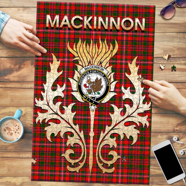 MacKinnon Modern Tartan Crest Thistle Jigsaw Puzzles Online now