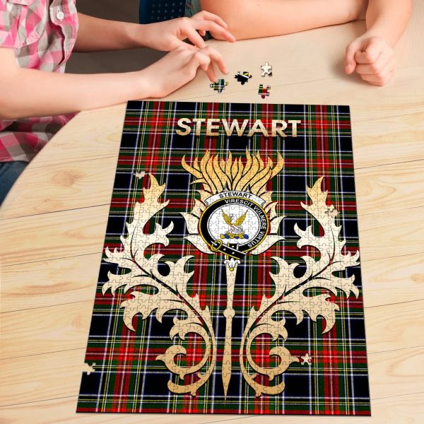 Stewart Black Tartan Crest Thistle Jigsaw Puzzles Cheap - Image 3