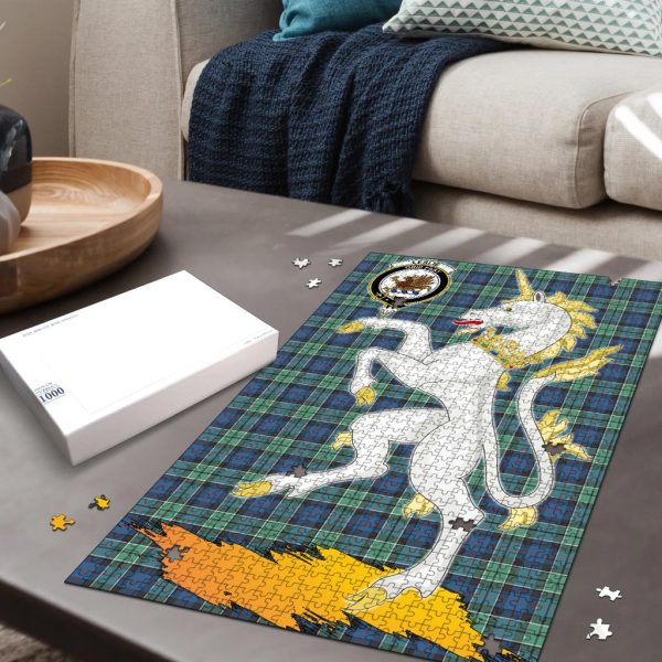 Leslie Hunting Ancient Tartan Crest Unicorn Scotland Jigsaw Puzzles on Sale - Image 2