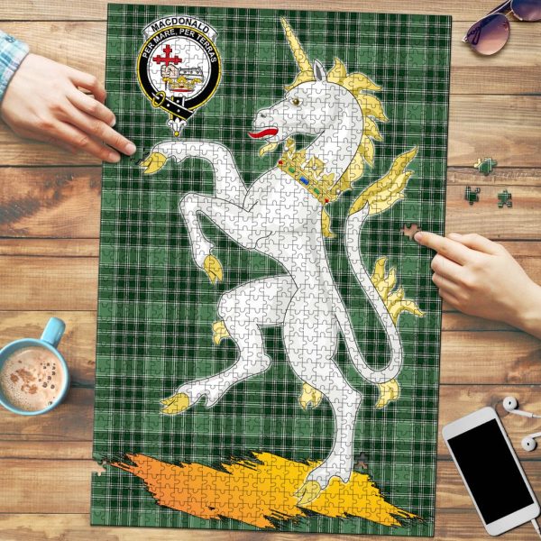 MacDonald Lord of the Isles Hunting Tartan Crest Unicorn Scotland Jigsaw Puzzles For Sale