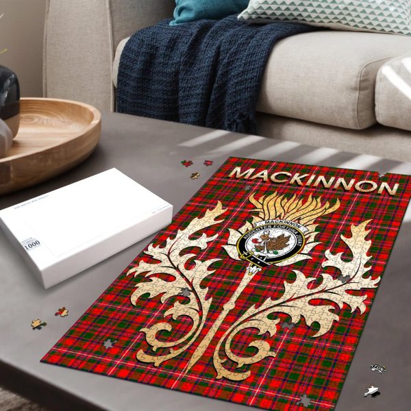 MacKinnon Modern Tartan Crest Thistle Jigsaw Puzzles Online now - Image 2