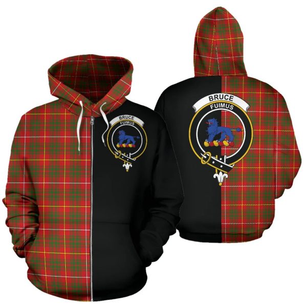 Bruce Modern Tartan Crest Zipper Hoodie - Half Of Me Style For Cheap