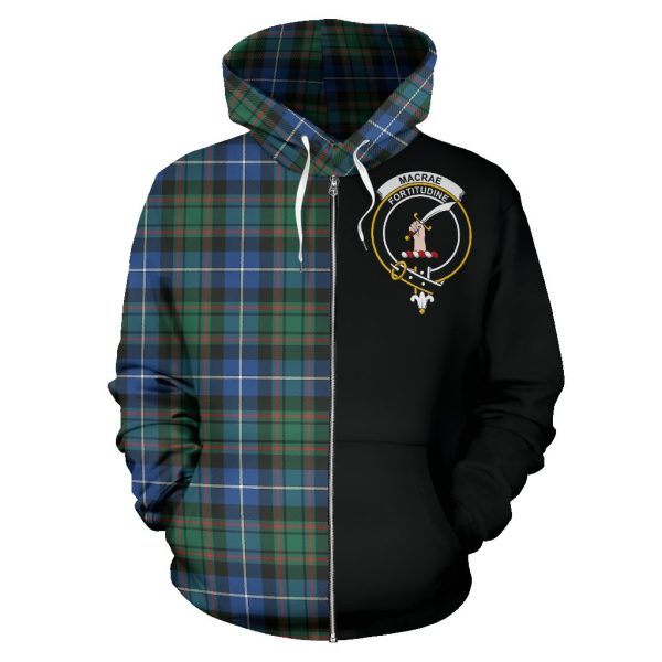 MacRae Hunting Ancient Tartan Crest Zipper Hoodie - Half Of Me Style Supply - Image 2