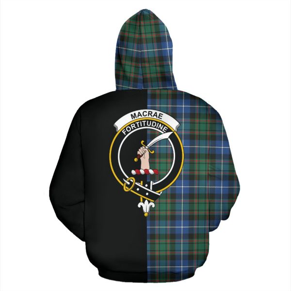 MacRae Hunting Ancient Tartan Crest Zipper Hoodie - Half Of Me Style Supply - Image 3