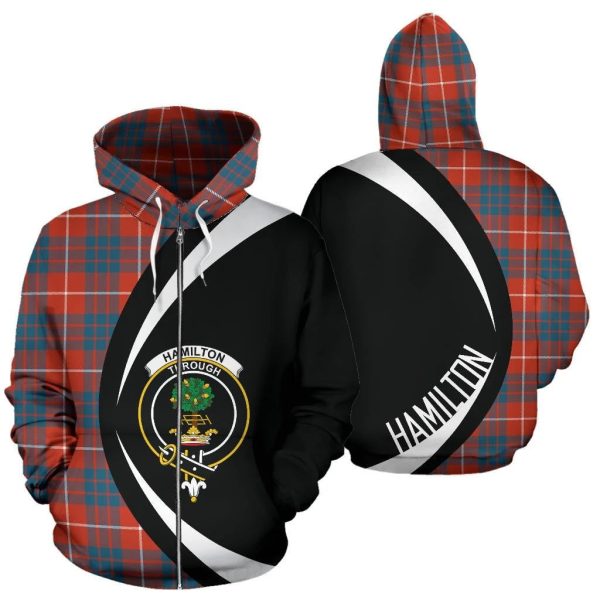 Hamilton Ancient Tartan Crest Zipper Hoodie - Circle Style Discount